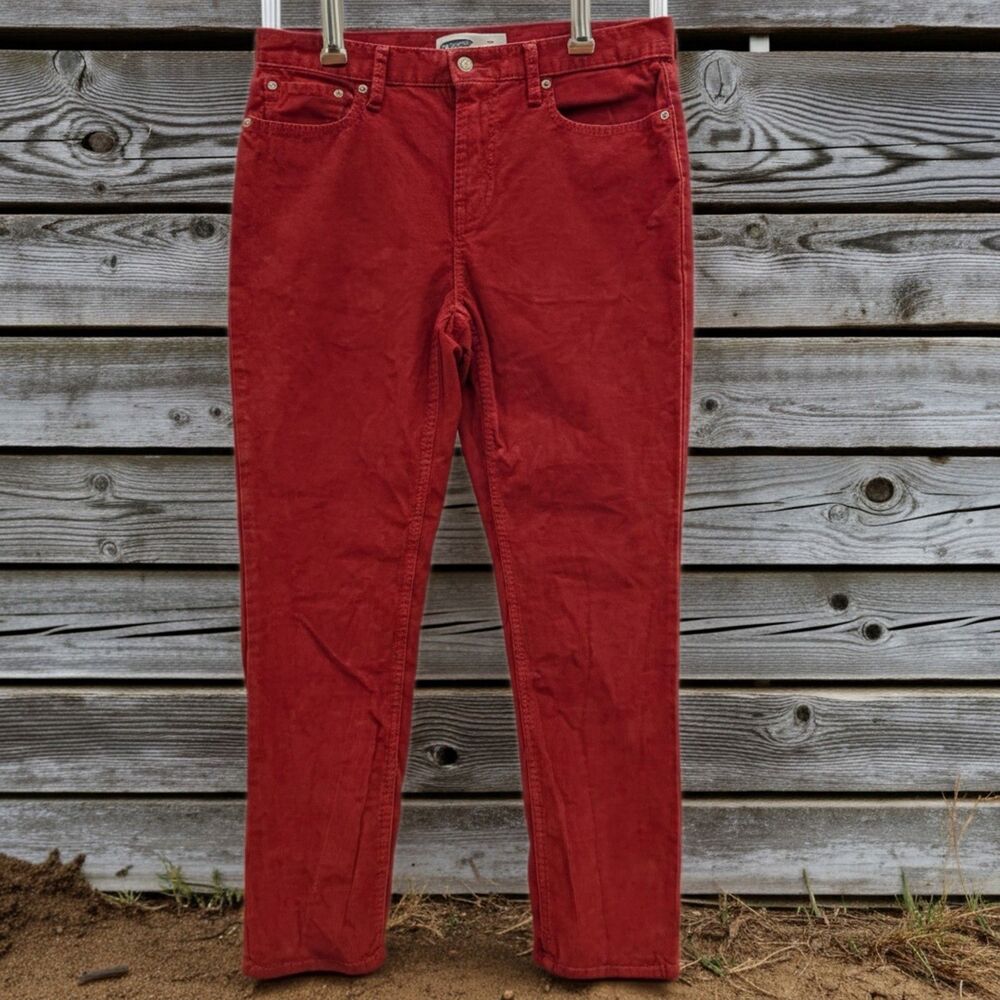 Old Navy Slim Built-In Flex 34x30 Men Burgundy Red Cotton Corduroy Stretch Pants